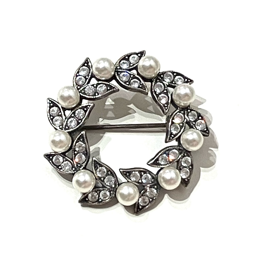 Sterling Silver Faux Pearl Brooch